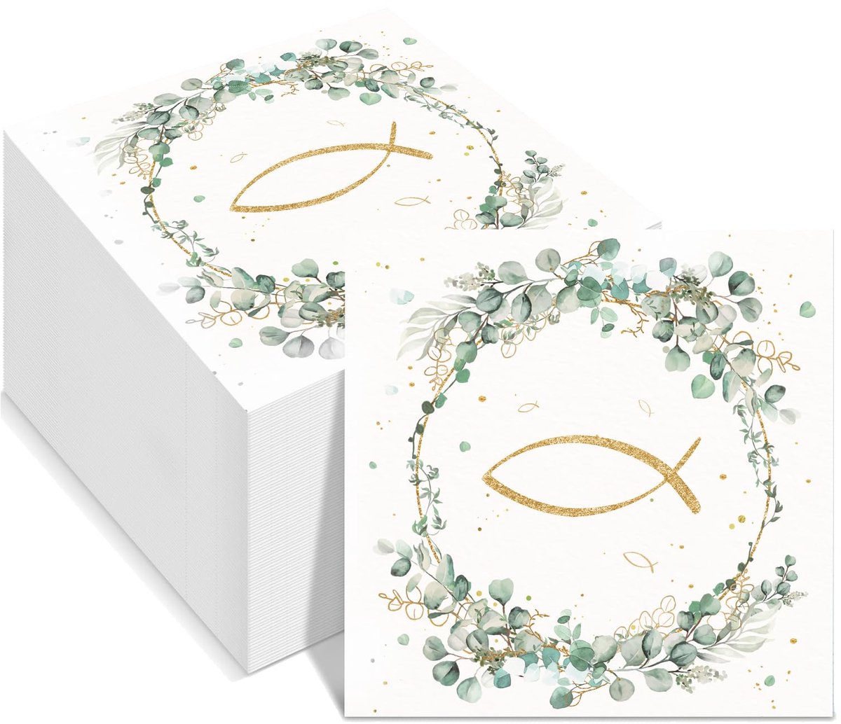 Papieren Servetten - Eucalyptusgroen Patroon - 33 × 33 cm - 80 Stuks