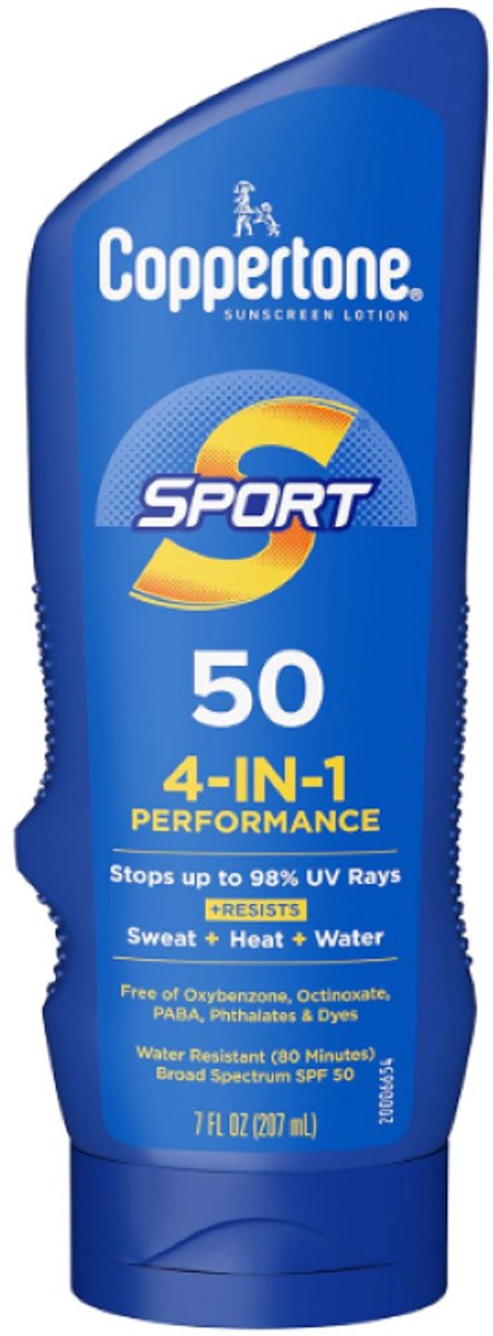 Coppertone SPORT Zonnebrand Lotion SPF 50 – Breedspectrum UVA/UVB Bescherming – Waterbestendig (80 min) – Sneldrogend & Niet Vettig – 207 ml