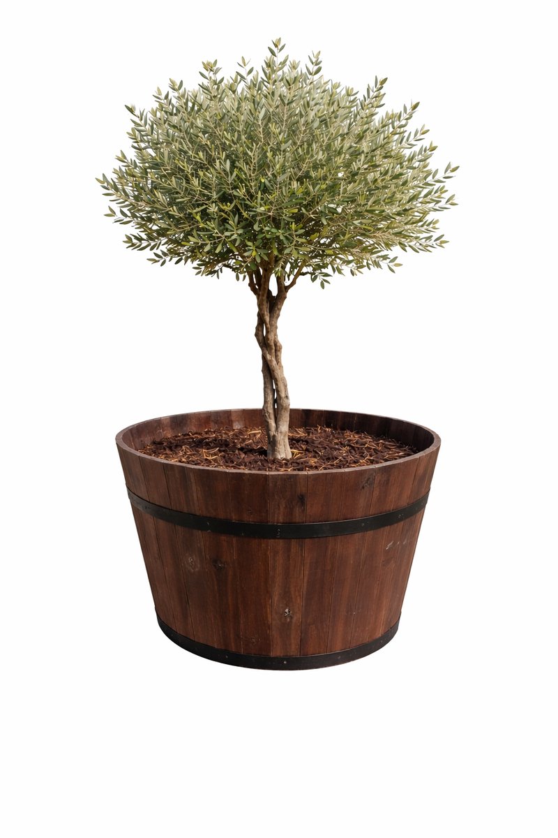 Acacia Kuip, bruin - D62 x H42 cm – Houten Plantenbak / Bloembak / of ter Decoratie