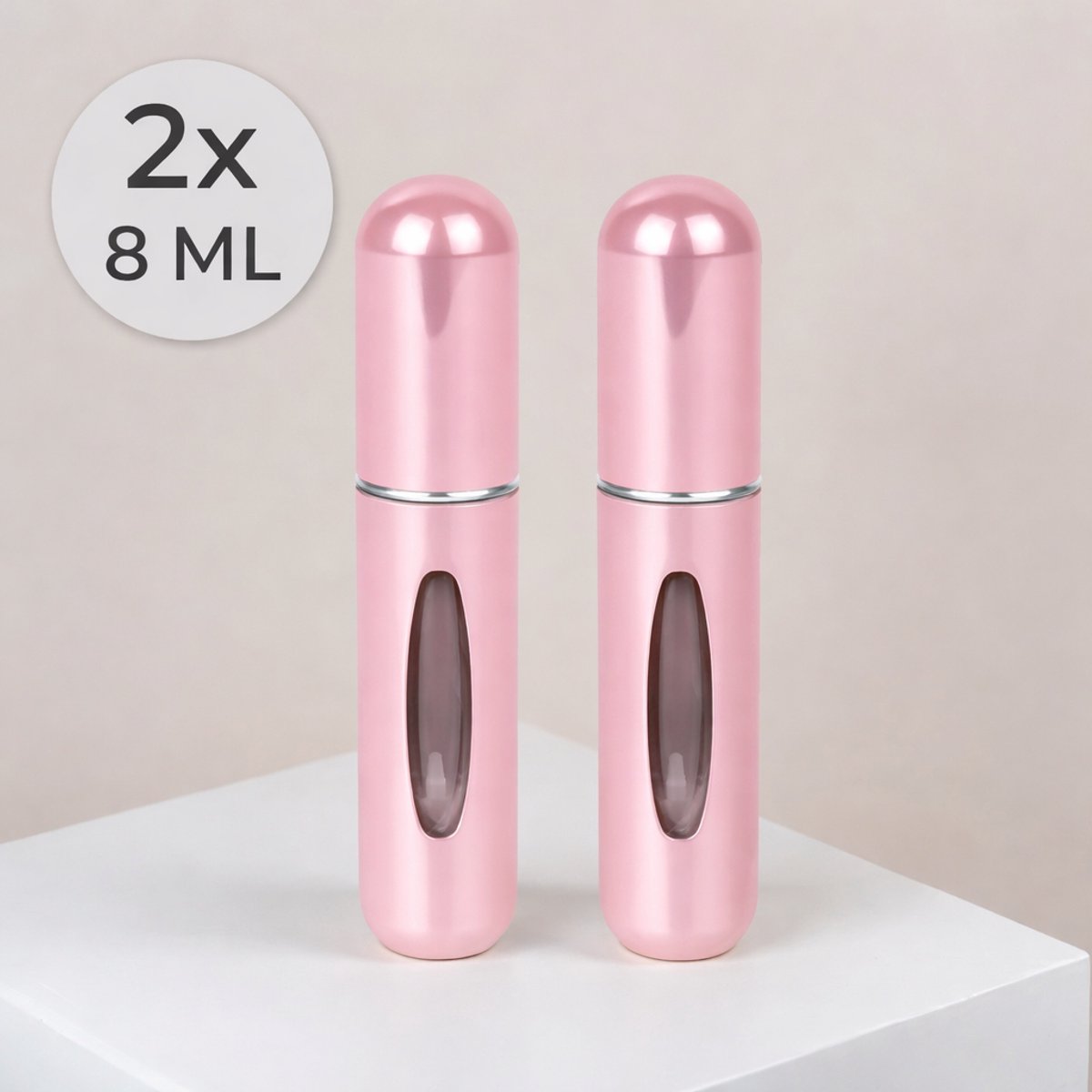 TLVX Parfum Verstuiver 8 ML Lichtroze 2 stuks / Mini Parfum Flesje / Parfum Flesje Vliegtuig / Parfum flesje festival / Leeg / Reisflesje / Navulbaar / Handbagage Proof / Parfum Flesje Handtas / Klein Flesje / Compact Flesje / Favoriete Parfum
