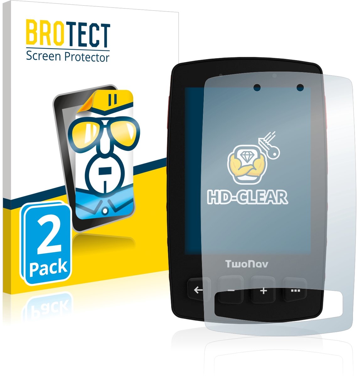 BROTECT - Screenprotector voor TwoNav Trail 2 - Folie Beschermfolie transparant 2 Stuks
