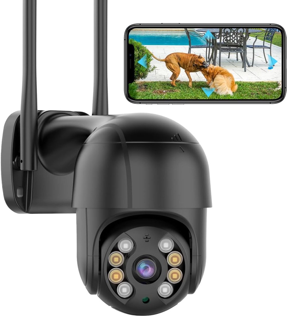 Beveiligingscamera 4K - WIFI Camera Buiten - Huisbewaking - Menselijke Detectie - 12.4 x 19.8 cm - Zwart