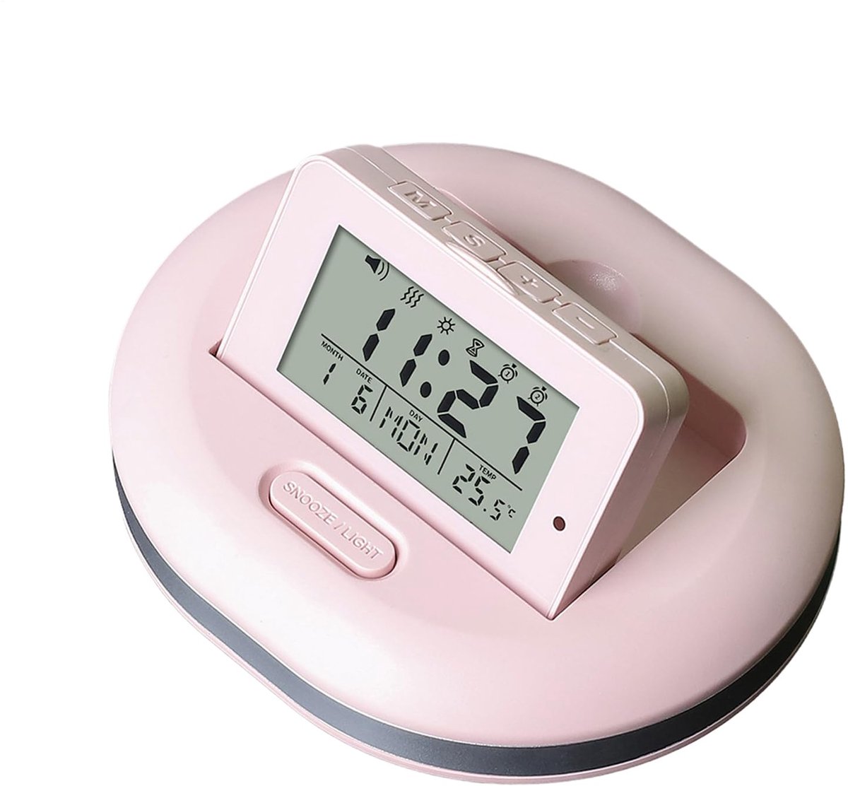 longziming -Vibratie Wekker - Stille Wekker - Digitale Wekker - LED-display Met Achtergrondverlichting - Drie Alarmmodi - ABS - Voor Zware Slapers En Gedeelde Slaapkamers - 1 Stuk - Roze