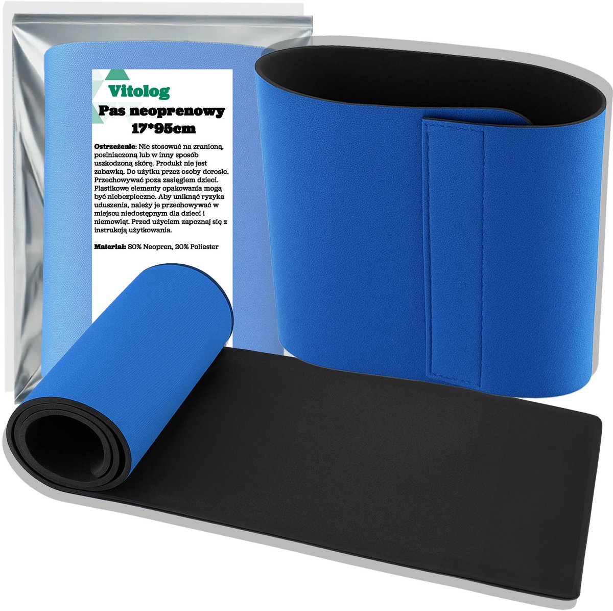 Vitolog - Neopreen Fitness Band - Schaalbaar - 17 cm - Blauw