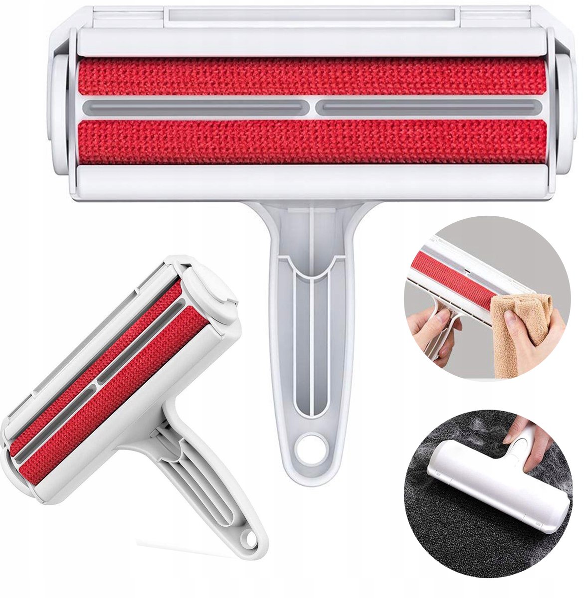 Jokureao - Dierenhaar Verwijderaar Borstel - Rollertype - Nylon Borstels - Wit en Rood