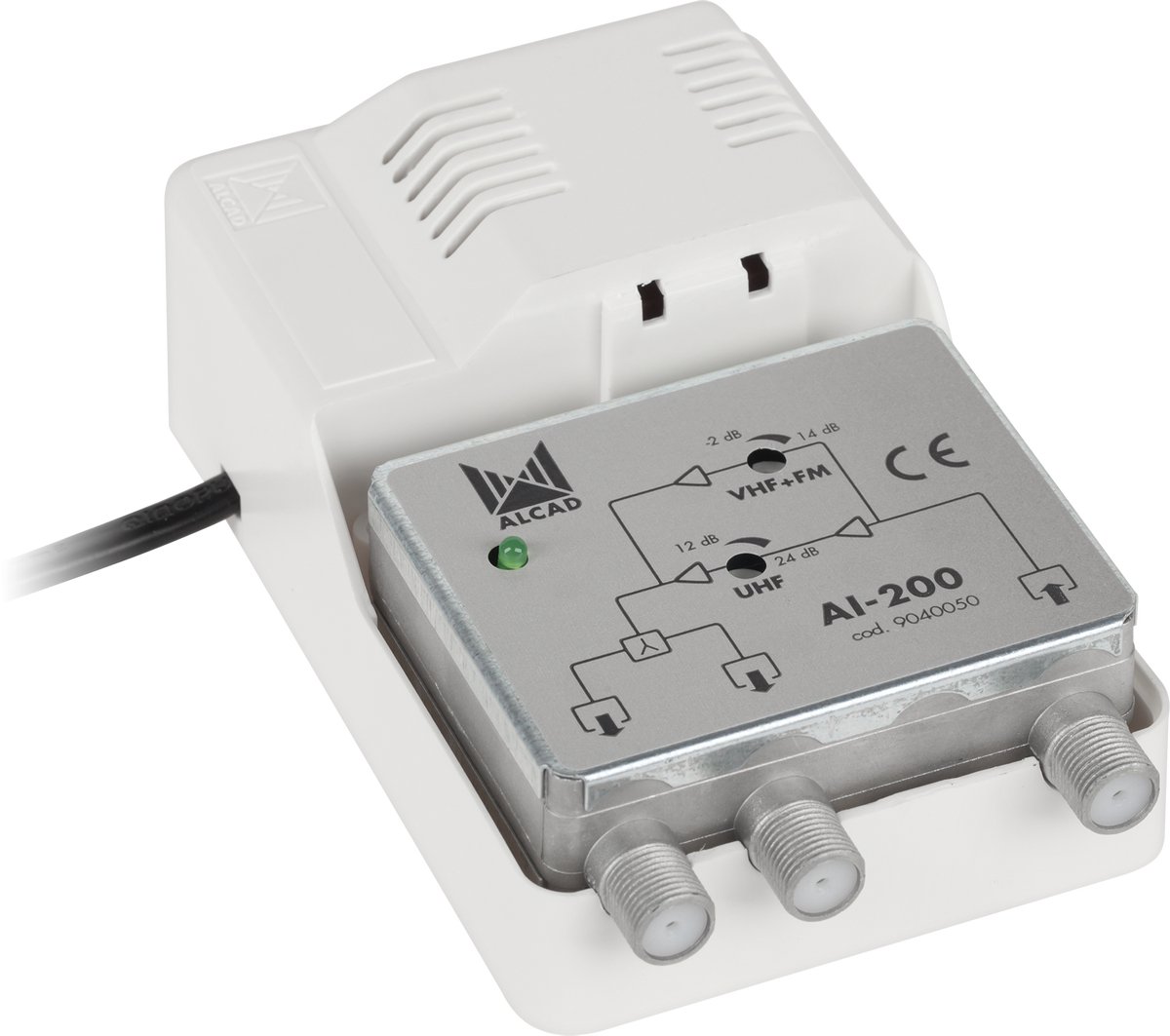 Alcad AI-200 - Signaalversterker - 2 Uitgangen - VHF/UHF - IP20