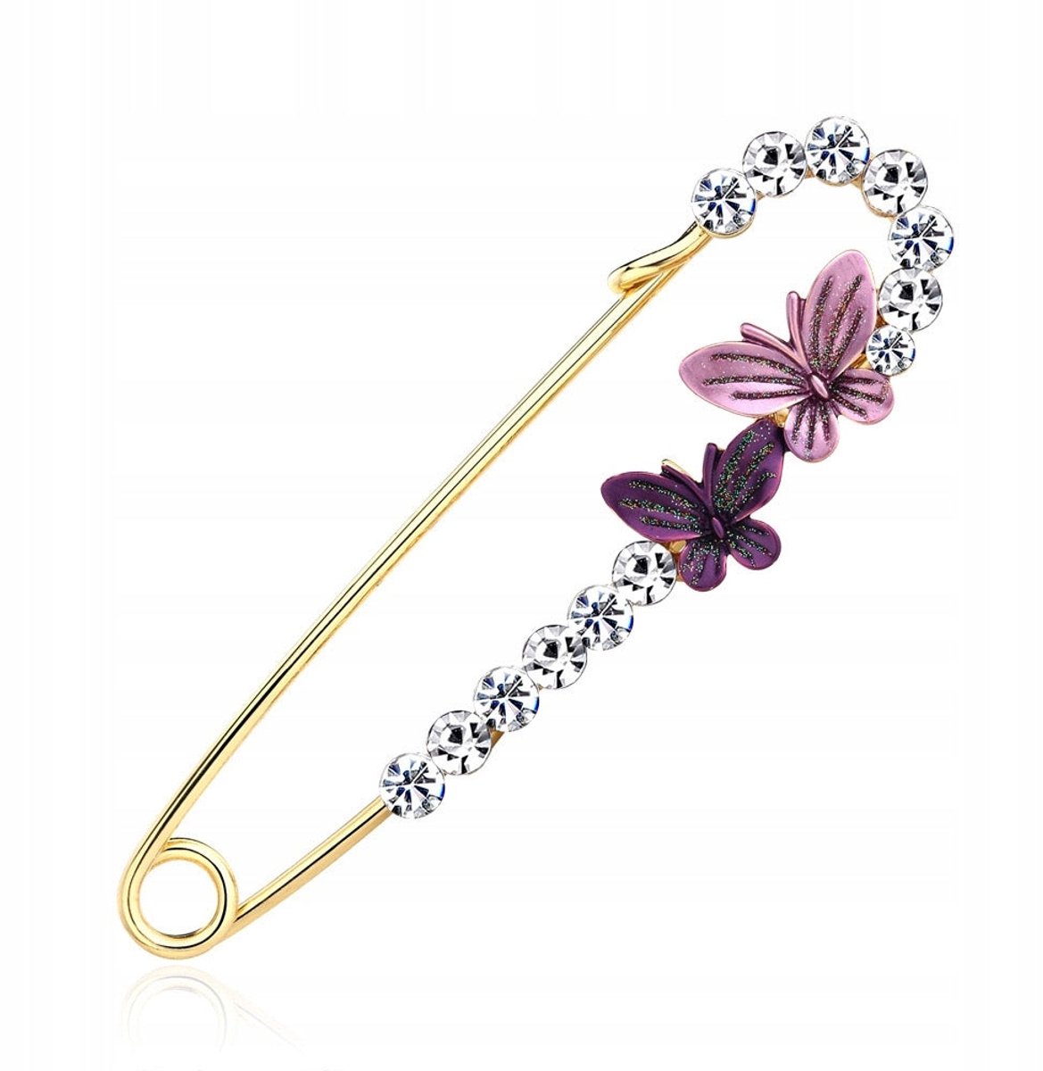 PINETS Elegant - Broche - Veiligheidsspeld met Vlinders - Zilverkleurig - Met Zirkonia's