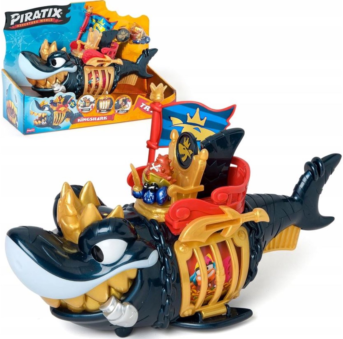 Magic Box Piratix - Speelfigurenset - King Shark - Zwart-Goud