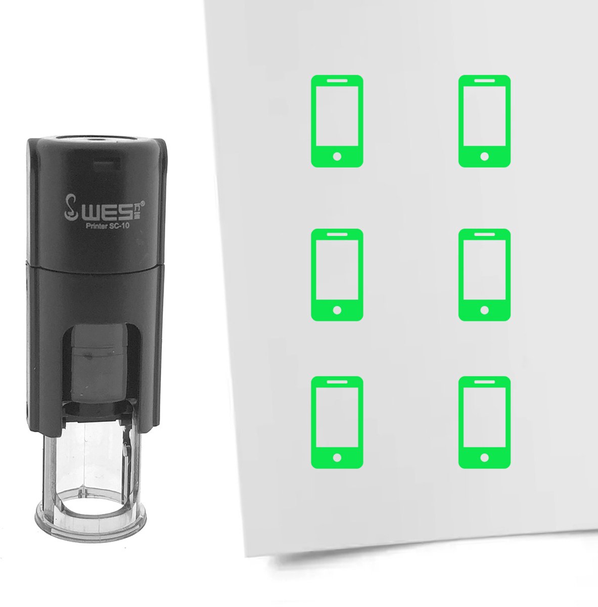 CombiCraft Stempel Smartphone 10mm rond - Groene inkt