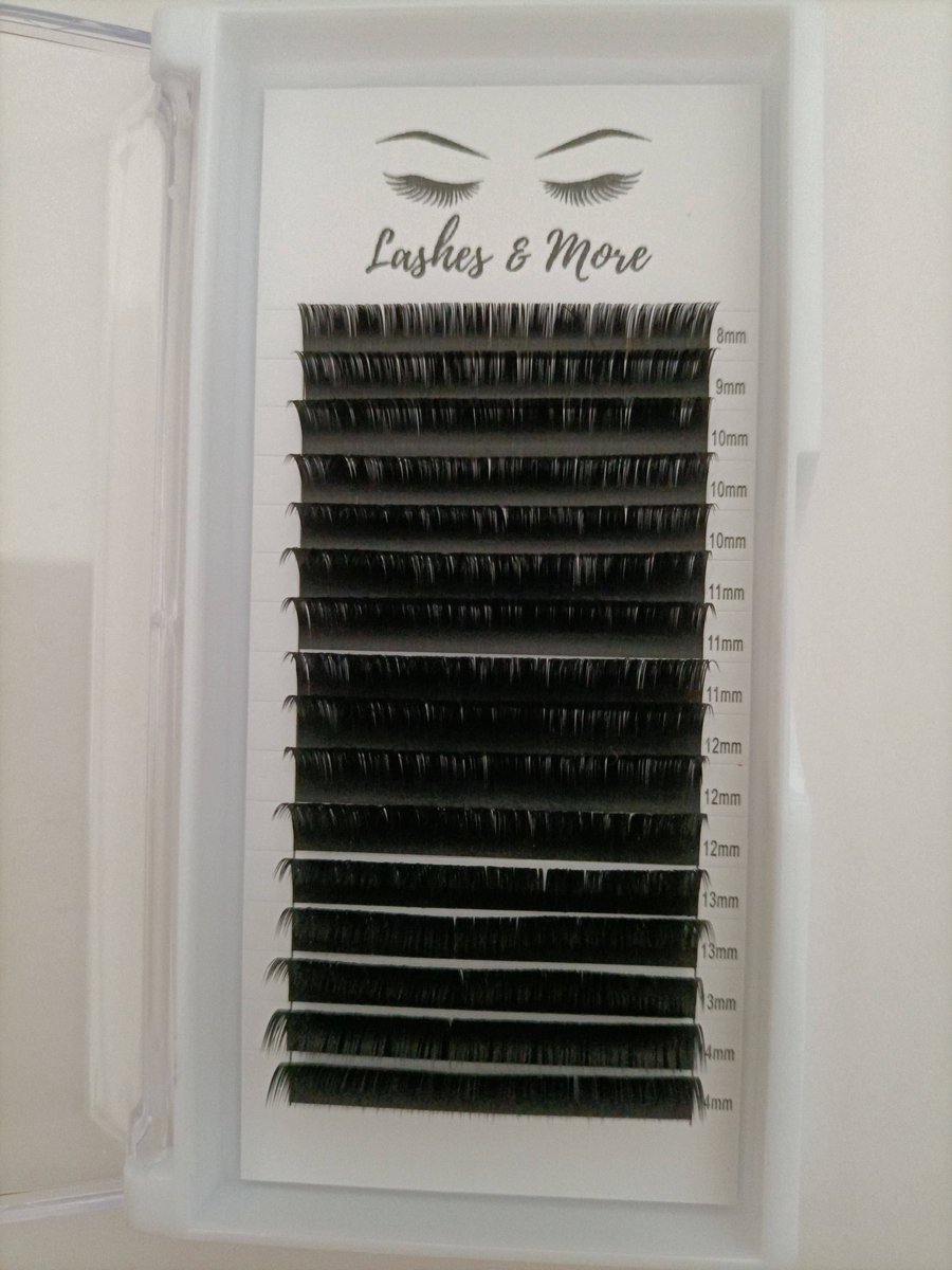 Lashes & More Wimperextensions Flat Lashes – One by One – C Krul – 0.15 – Mixed Lengtes – 16 Rijen