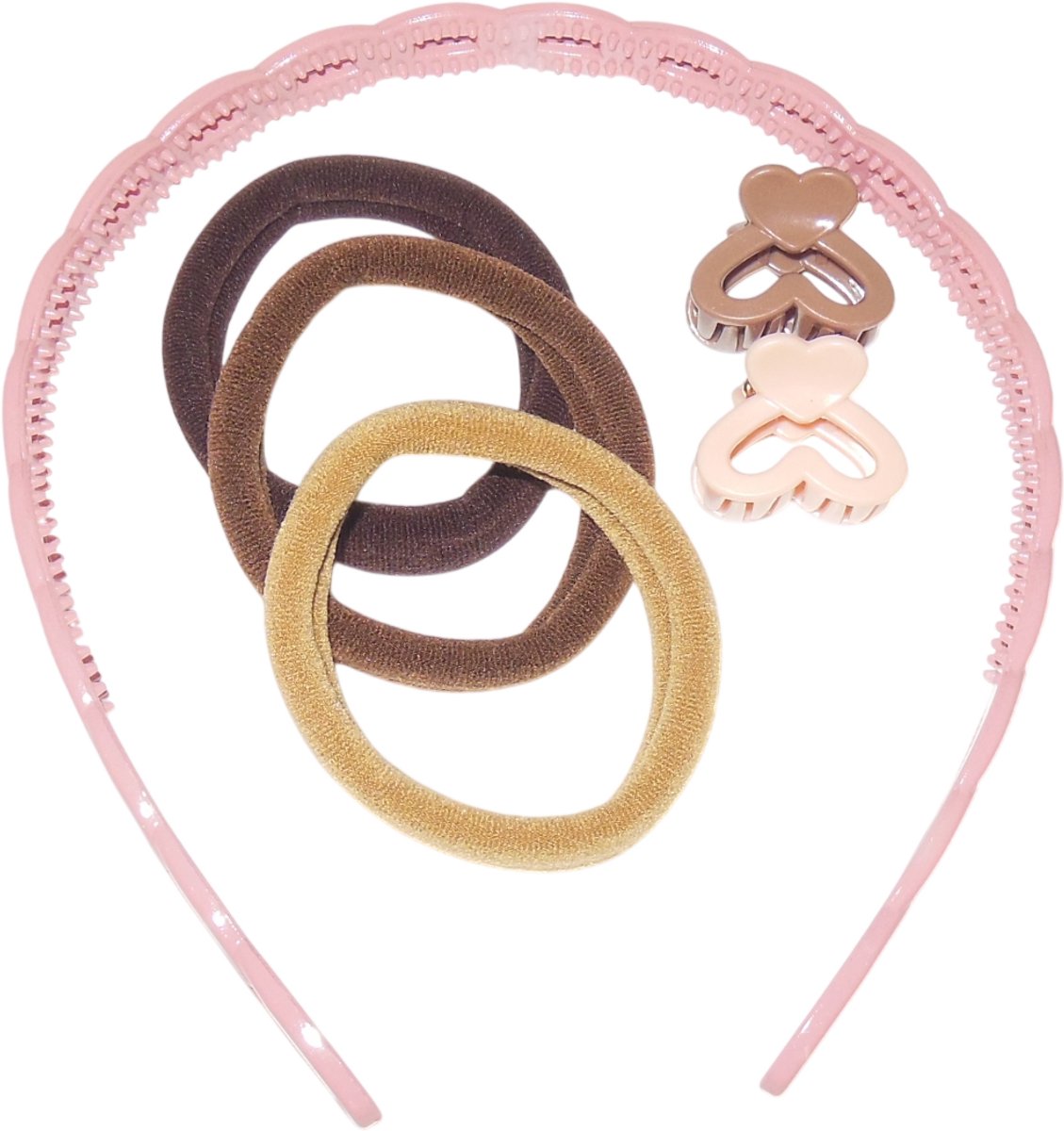 Diadeem schakels roze+ 3 elastieken+ 2 haarklemmetjes