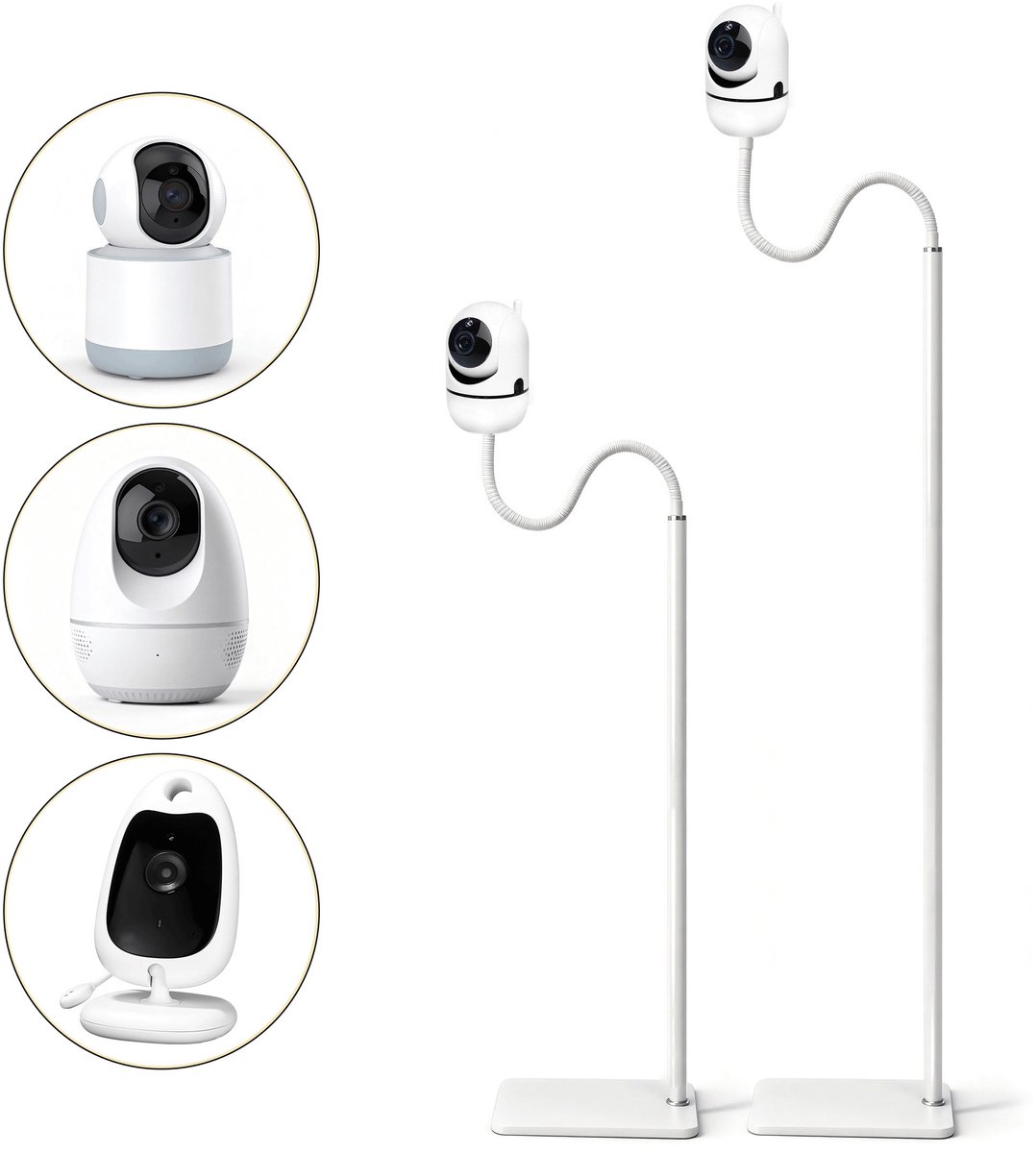 3Babies Babyfoonhouder Universeel – Babyfoon Standaard – Statief Babyfoon – Vloerstandaard Flexibel – Babyfoon Camera Houder – Extra Stevig – In Hoogte Verstelbaar – Wit