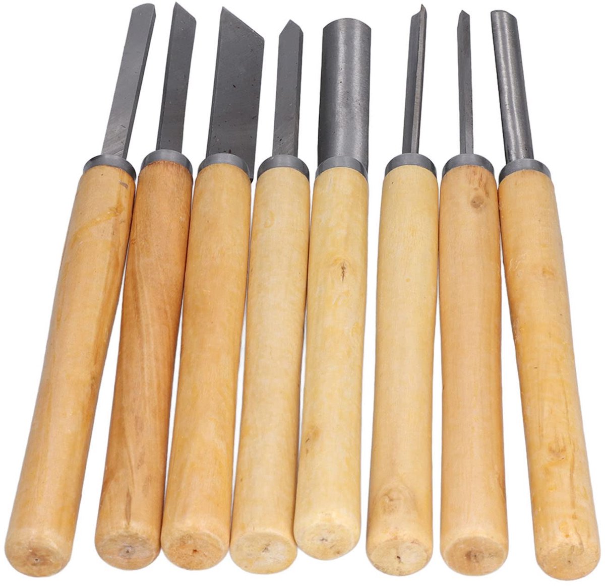 Hout Draaibeitels Set - Ergonomisch Handvat - 8 Stuks Hoogwaardige HHS Beitels