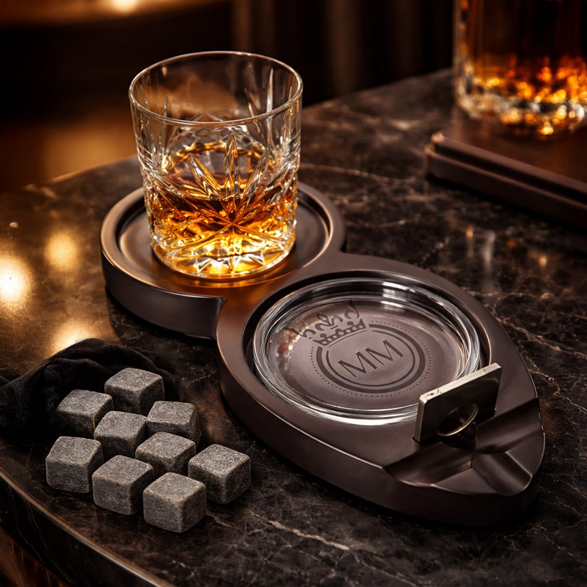MikaMax Whisky & Sigaarhouder - Stijlvolle houder - Whisky & Cigar Tray