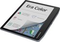 PocketBook Era Color e-reader met 'Era Color' en functies, met een deel van de cover met smeltende klokken.