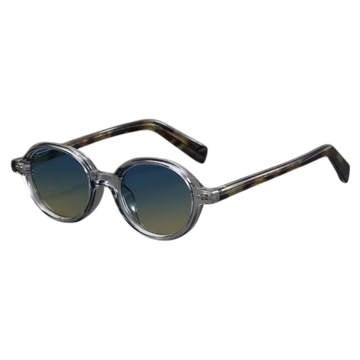 Loud and Clear® - Zonnebril - Heren - Dames - Rond - Transparant - Blauw - Gepolariseerd - Polariserend