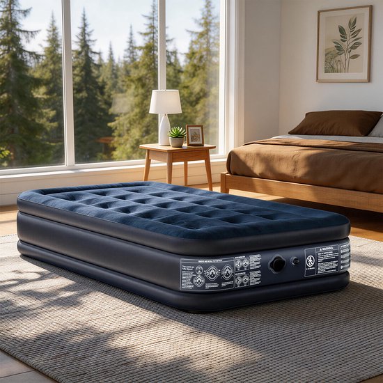 Opblaasbare Matras - Luchtbed met Ingebouwde Elektrische Pomp - 21 Gaten Luchtkussenstructuur - Draagvermogen 150kg - Zelfopblazende Luchtmatras - Voor Reizen, Camping en Gastenkamer - 190×99×38cm - NAIZY — afbeelding 5