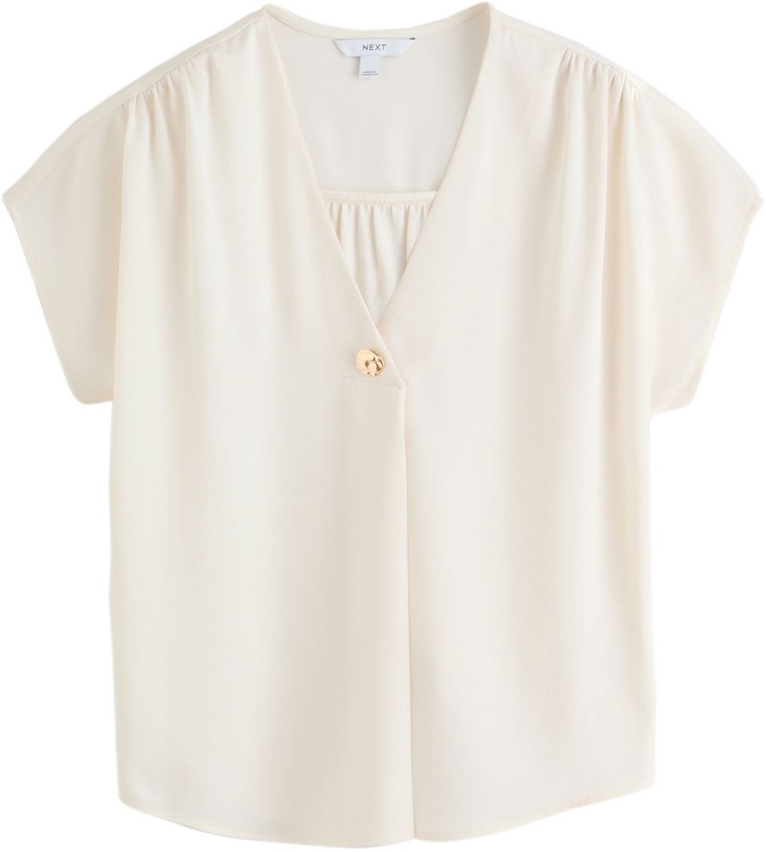 Next - Dames - Overheadblouse met V-hals en korte mouwen - Crème