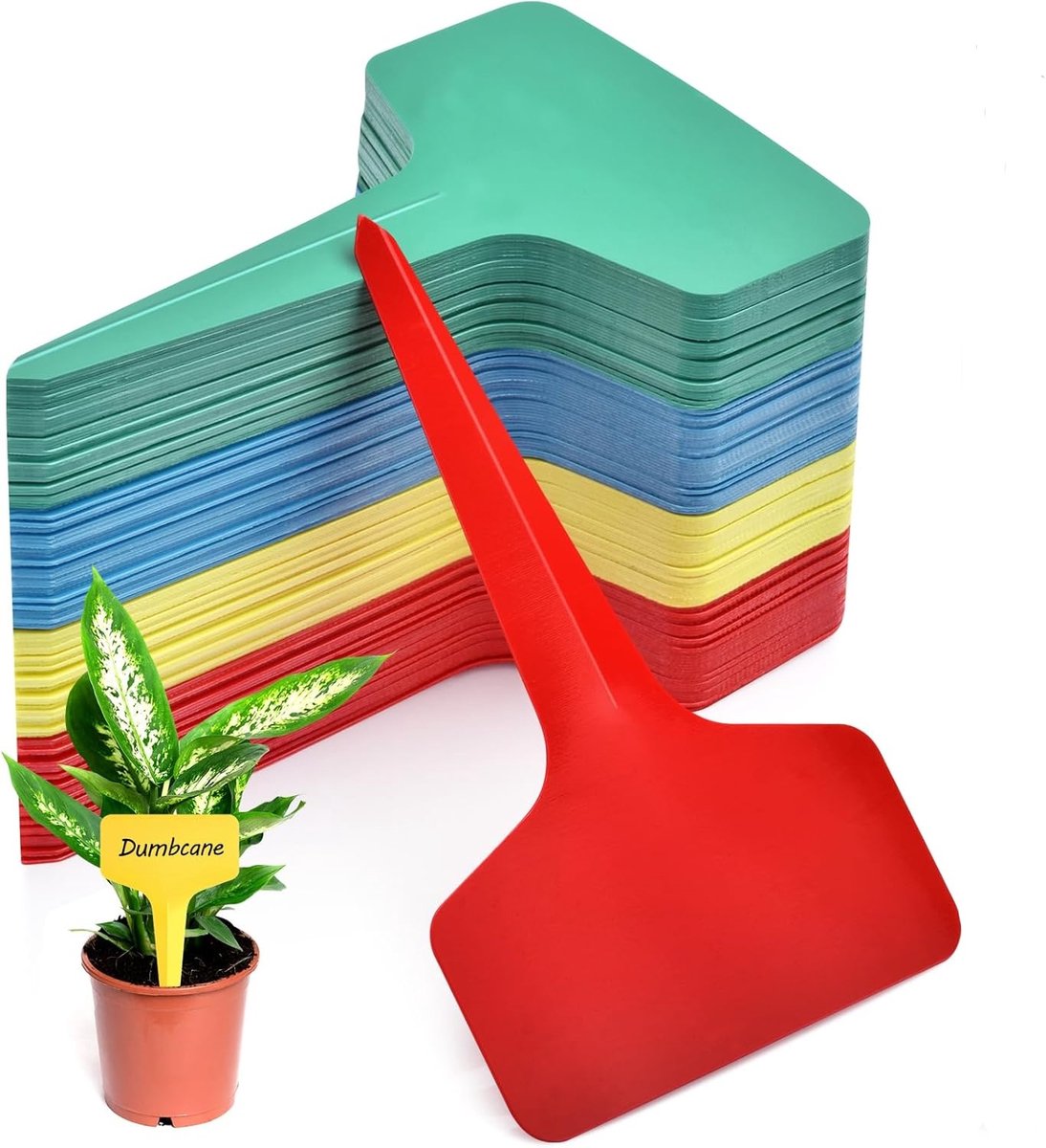 QTTVBTNA -Plantenstekers - PVC Plantenlabels - T-vormig 3D-staand - Moestuin bordjes - Waterbestendig En UV-bestendig - PVC - Permanente Weerbestendige Inkt - 6x10 CM - 120 Stuks