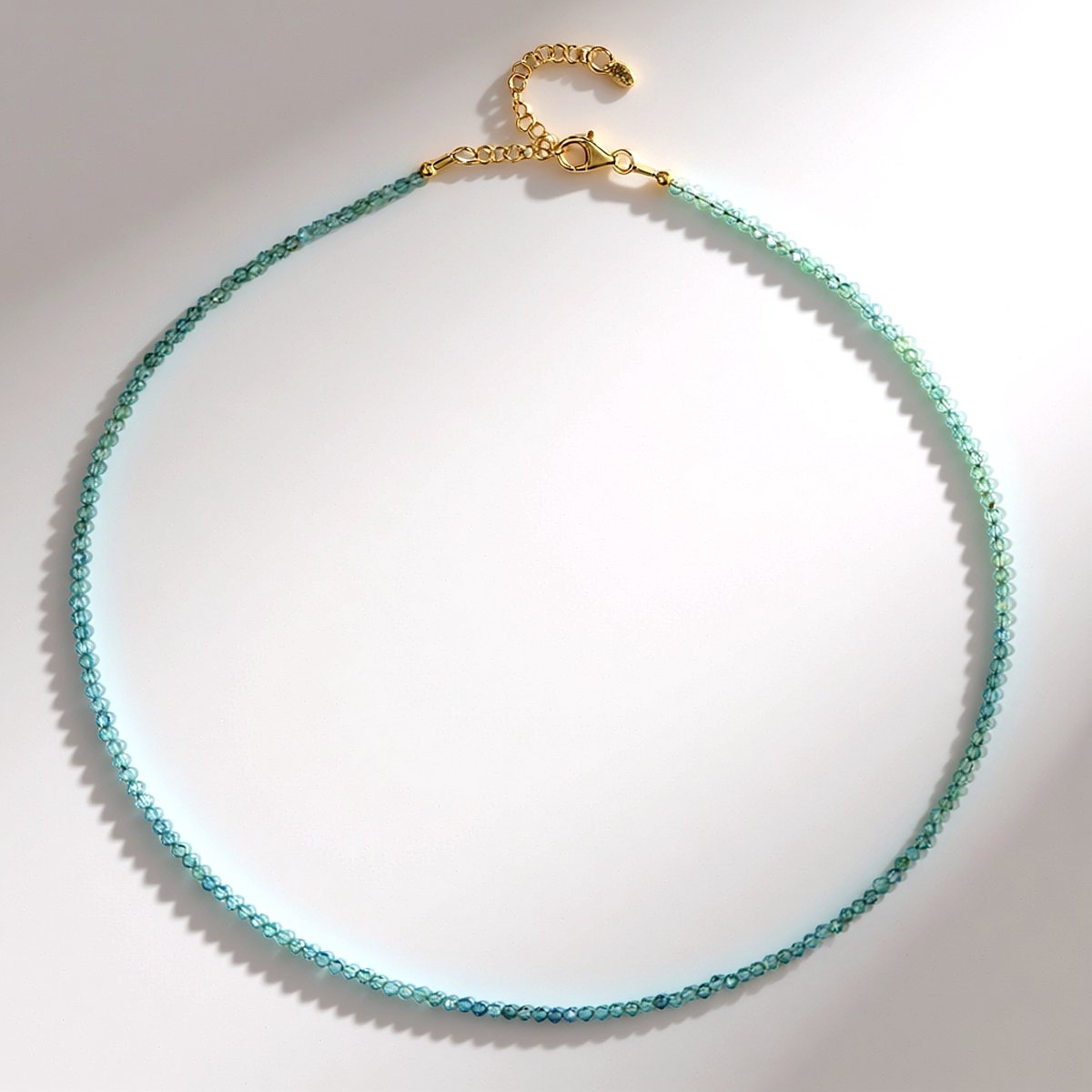 Cavill - Elegante Halsketting - 925 Sterling Zilver Verguld - Braziliaanse Indigoliet 19 675 ct - Ronde 3 mm Kralen - Verstelbaar 45-50 cm