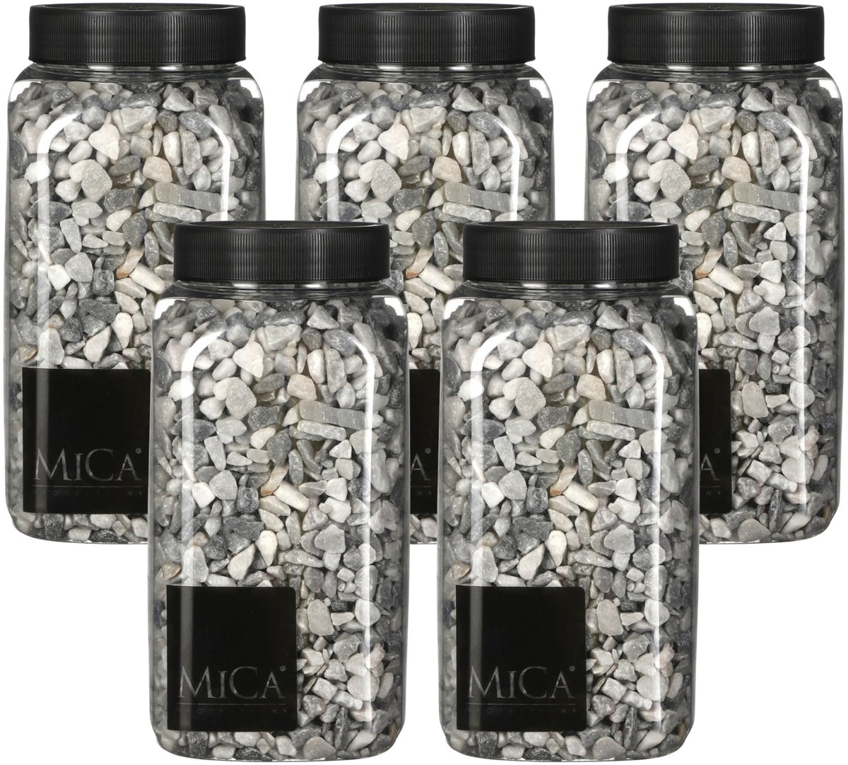Mica Decorations decoratie steentjes - 5x - lichtgrijs - 650ml - hobby steentjes - sier stenen