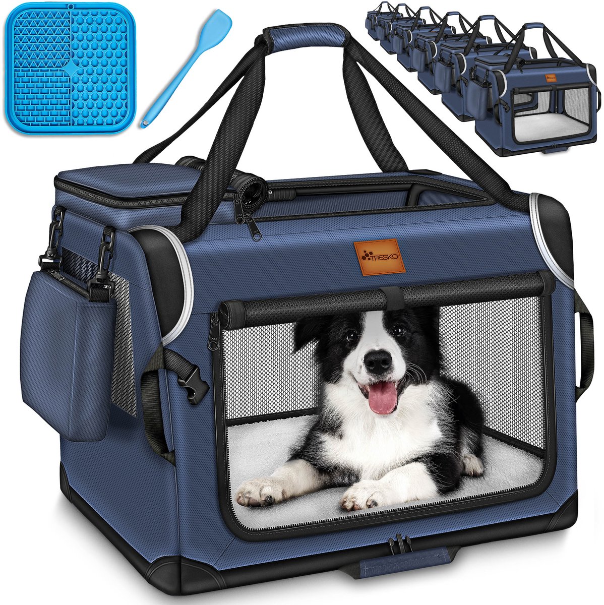 Bella & Balu Transporttas voor honden en katten, grijs, transportbox voor honden voor vakantiereizen en uitstapjes in het vliegtuig of auto, ademend, lichtdoorlatend