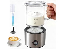 Elektrische melkopschuimer met glazen beker, 4 functies, 500 ml capaciteit