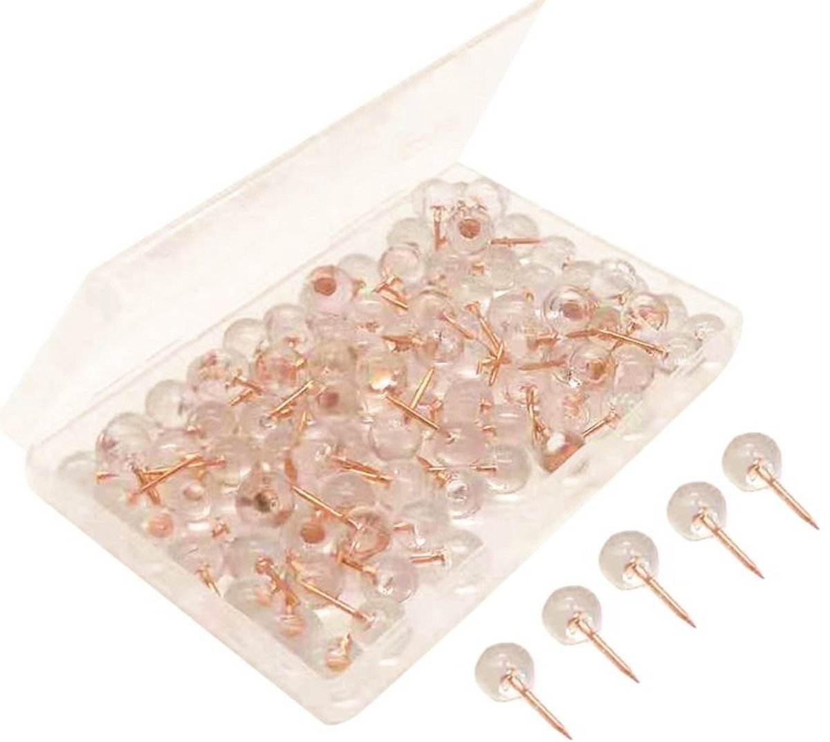 Kurk24 - Pushpins - Transparant Rose Gold - 100 stuks