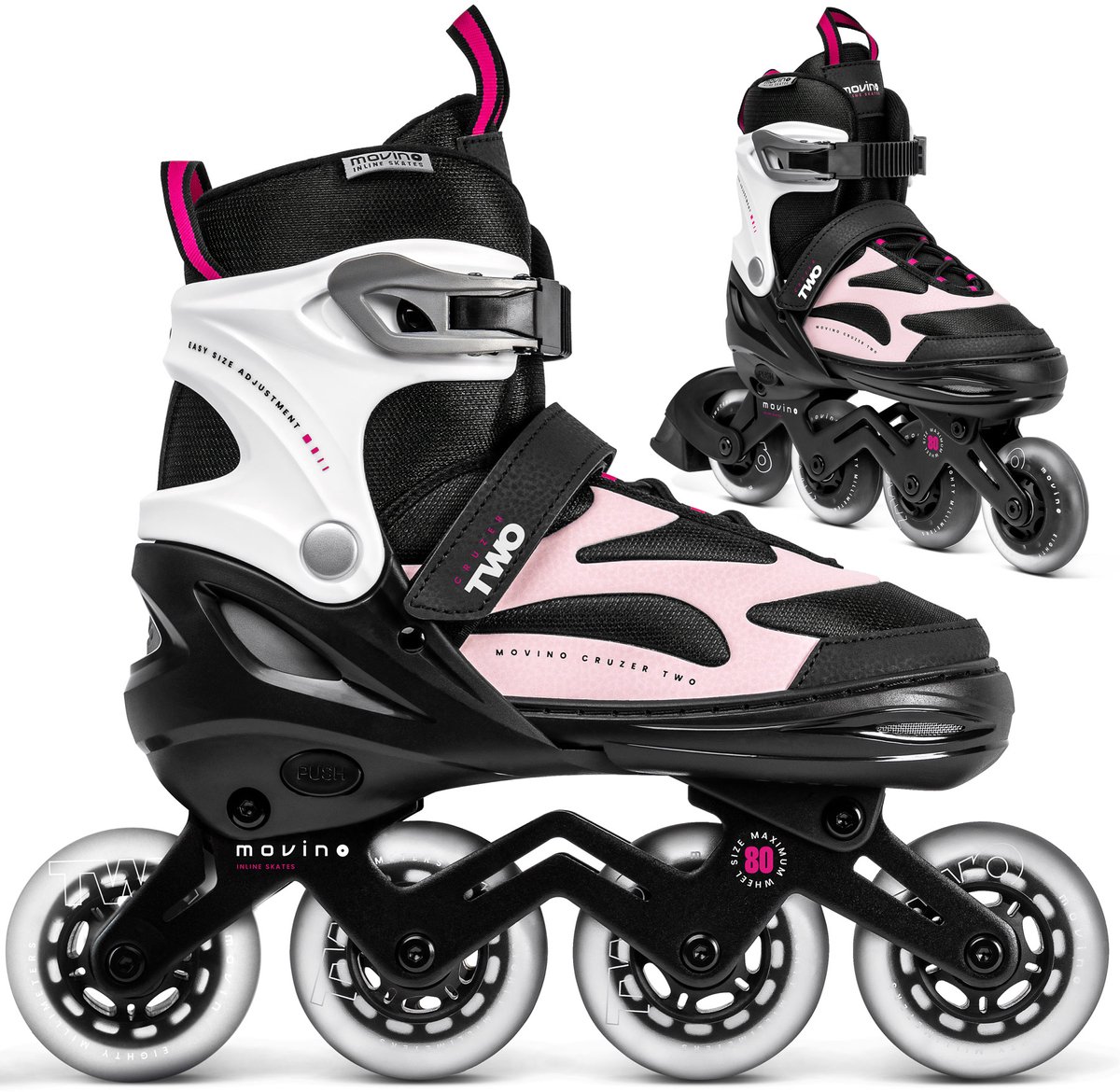 Movino Cruzer Two Inline Skates Skeelers Voor beginners en halfgevorderden Soft Boot Verstelbaar Roze