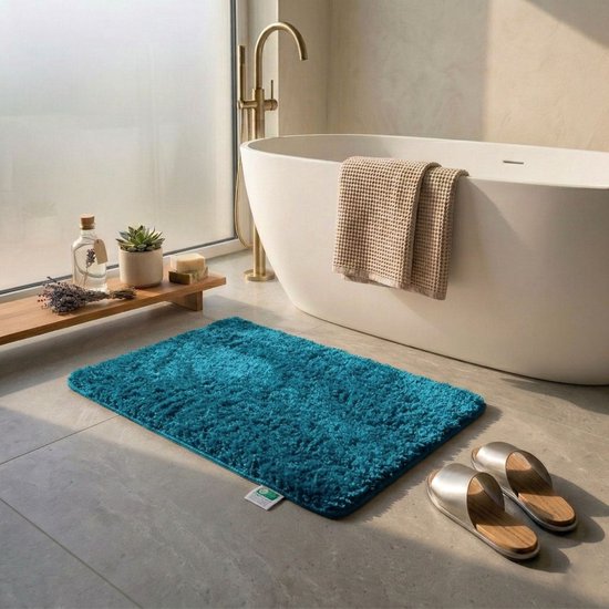FLOORDIREKT Badmat - Sky Soft - Douchemat - Anti-Slip - Turquoise - 80 x 150 cm