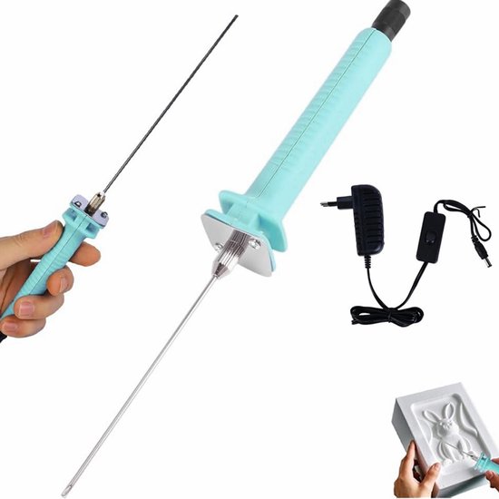 Foto: Piepschuimsnijder 20 cm styroporsnijder foam cutter 30 w modelbouw gereedschap elektrische schuimsnijder draagbare elektrische piepschuimsnijder geschikt voor het snijden van schuimkarton en parelgaren blauw