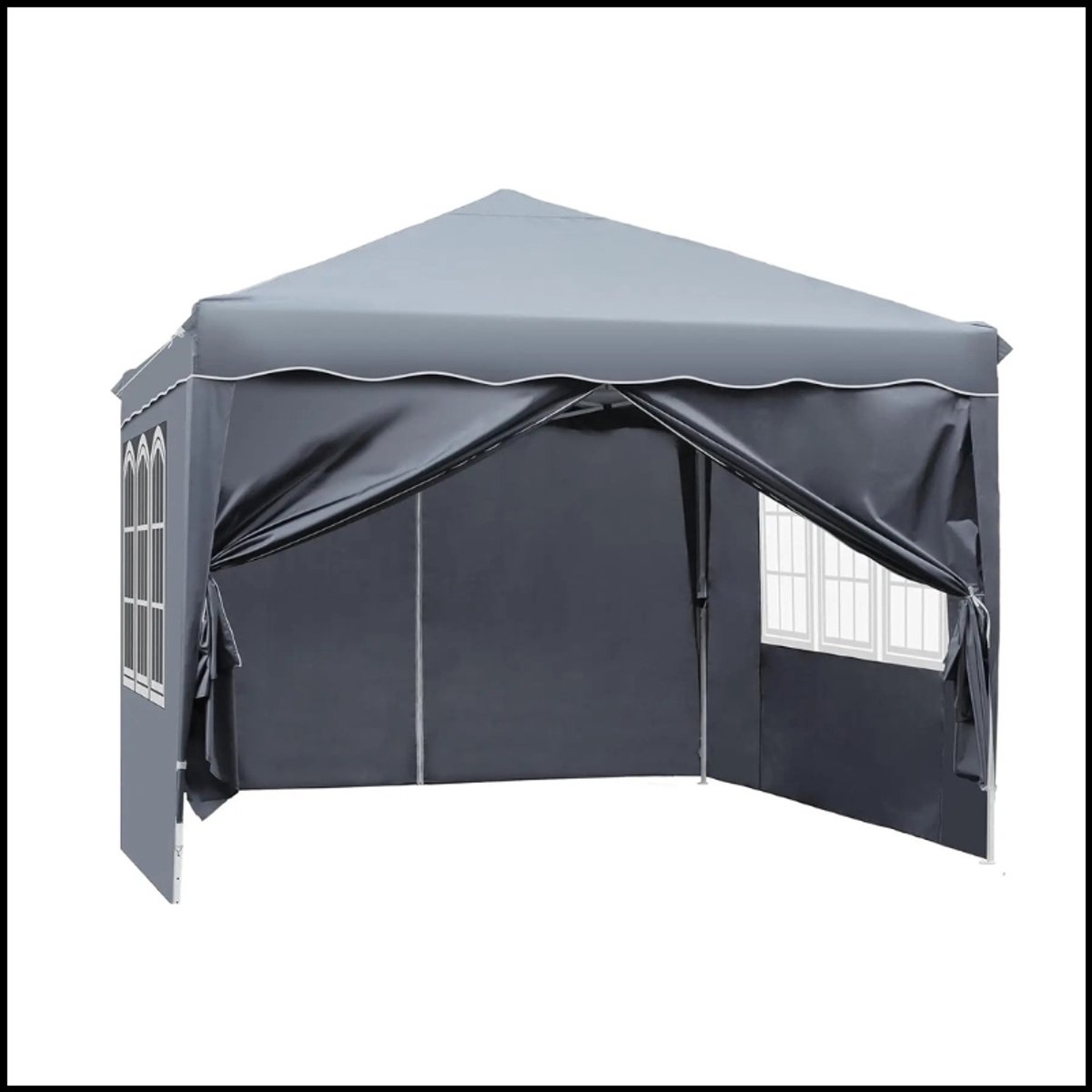 Partytent 3x3m Met Zijwanden - Opvouwbaar Paviljoen - Waterafstotend Zonnescherm - Stevig Stalen Frame - Grijs
