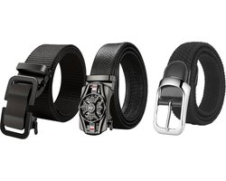 3pcs Men'S Automatic Buckle Belt - Black & Golden Geometric Pattern, Formal Office Casual Faux Leather Single-Point Closure for Weddings and Everyday Luxury Accessories, Belt For Men, Belt Men, Belts For Men, Faux Leather Belt, Mens Belt