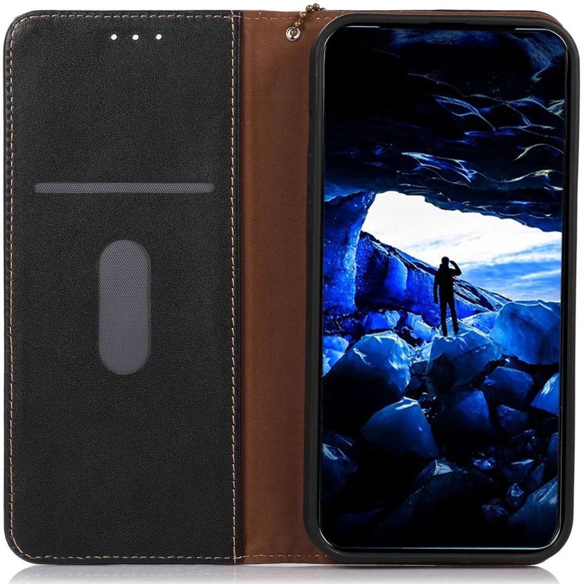 KHAZNEH Xiaomi 14 Hoesje Retro Wallet Book Case Zwart