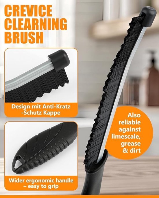 Set van 3 voegenborstels met harde nylon haren en ergonomisch handvat voor grondige reiniging van Merkloos	 — afbeelding 2