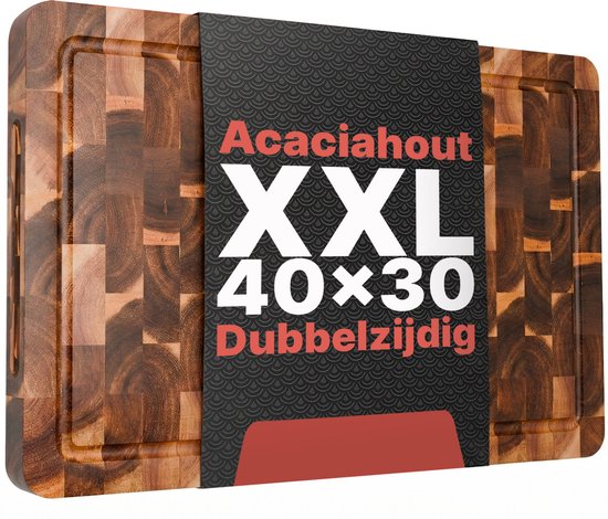 Matakumi Houten Snijplank met Sapgeul 42.5 x 30 cm – End Grain Hakblok voor Vlees, Vis, Groente, Fruit, Brood & Meer