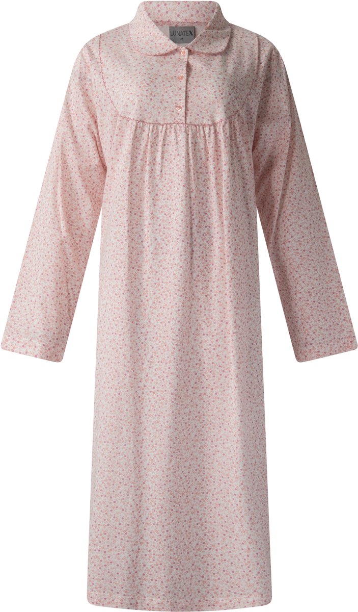 Lunatex klassiek dames nachthemd 224197 - 100% katoen - roze