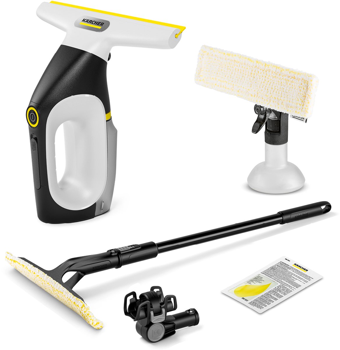 Kärcher Window Vac WV 3 Comfort Extended draadloze ruitenreiniger - Raamwisser looptijd accu 35 minuten voor 105 m² - Ramenwasser voor douche en andere gladde oppervlakken - Verlengsteel - XXL Tank & Douchehaak - Incl. sproeiflacon en microvezeldoek
