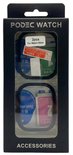 Verpakking met twee zwarte Apple Watch 49mm screenprotectors en schoonmaakdoekjes.