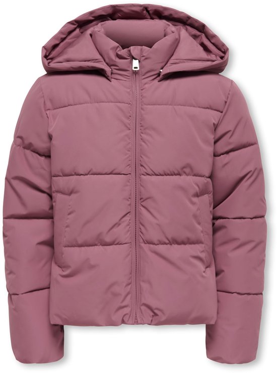 Kids ONLY winter winterjas meisjes - rood bruin - KogJuta - puffer - capuchon