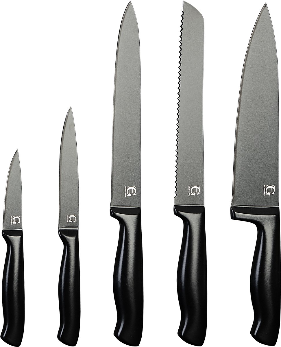 Glissimo Cookware - Messenset - 5-Delige Keukenmessen Set - RVS - Ergonomische Handgreep - Koksmessen