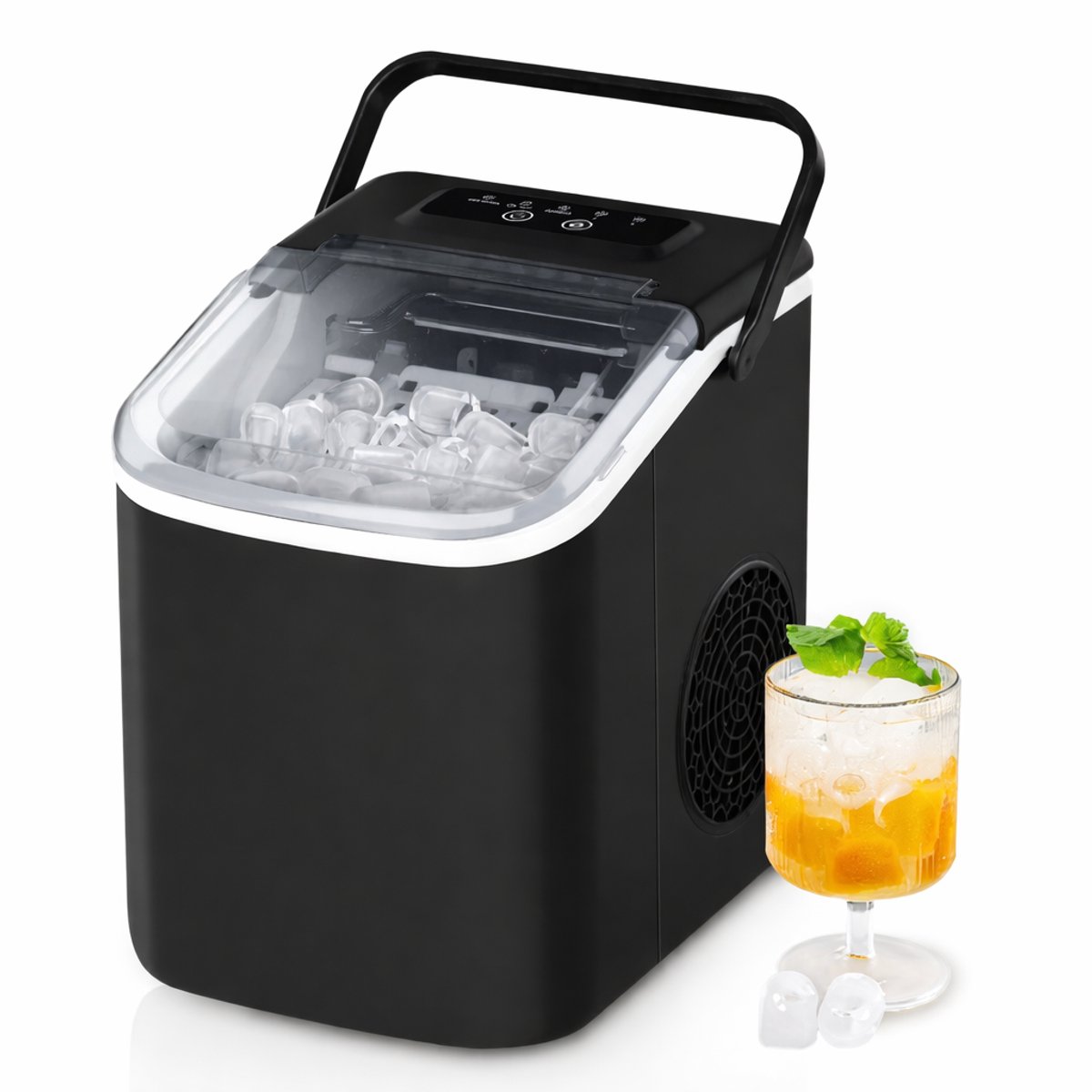 IJsblokjesmachine-1,1 L - 12 kg in 24 uur - Handvat-Ijsschep-Zelfreinigende functie voor thuis/camping