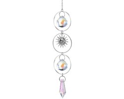 Raamkristal - zilveren raamkristal - zonnehanger - dromenvanger - dreamcatcher - crystal Moon Suncatcher - Transparant - Kristal Zonvanger - Goudkleur - Raam Decoratie - Maan zonnevanger - Kristallen - Zonnevanger - Raamdecoratie