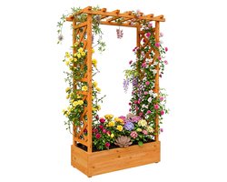 Plantenbak met klimrek - 152x78x36 cm - hout - oranje