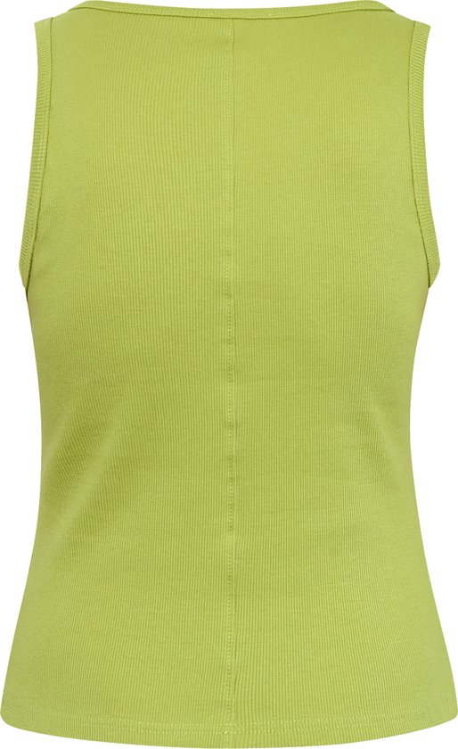 Débardeur vert citron pour femme, sans manches, avec couture verticale au dos