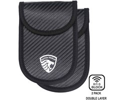 2 Pack - RFID Autosleutel Anti-diefstal Beschermhoes voor Keyless Entry Go Auto's - Dubbele laag RFID Carbon look - Zwart