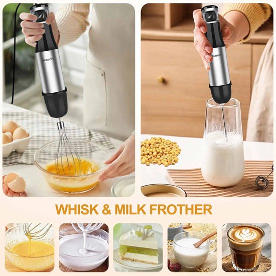 Kelseek staafmixer - 5 in 1 - Handmixer - Hakmolen - Melkopschuimer - Garde - Pureerstaf - Keukenmachine - Roestvrij staal - Zwart van Merkloos — afbeelding 5