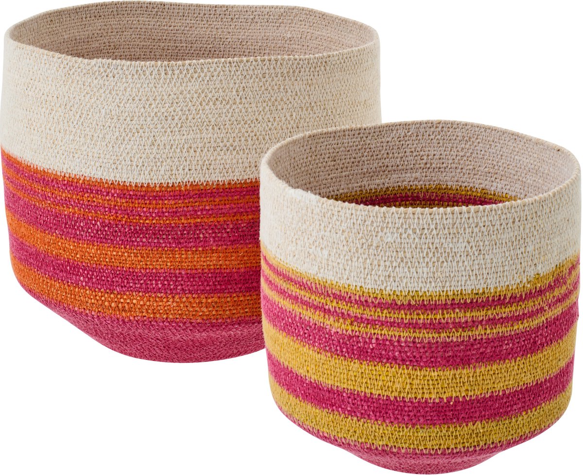J-Line mand Gestreept - zeegras - mix - set van 2