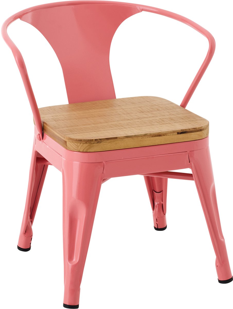 J-Line kinderstoel Evi - ijzer - donkerroze - 2 stuks