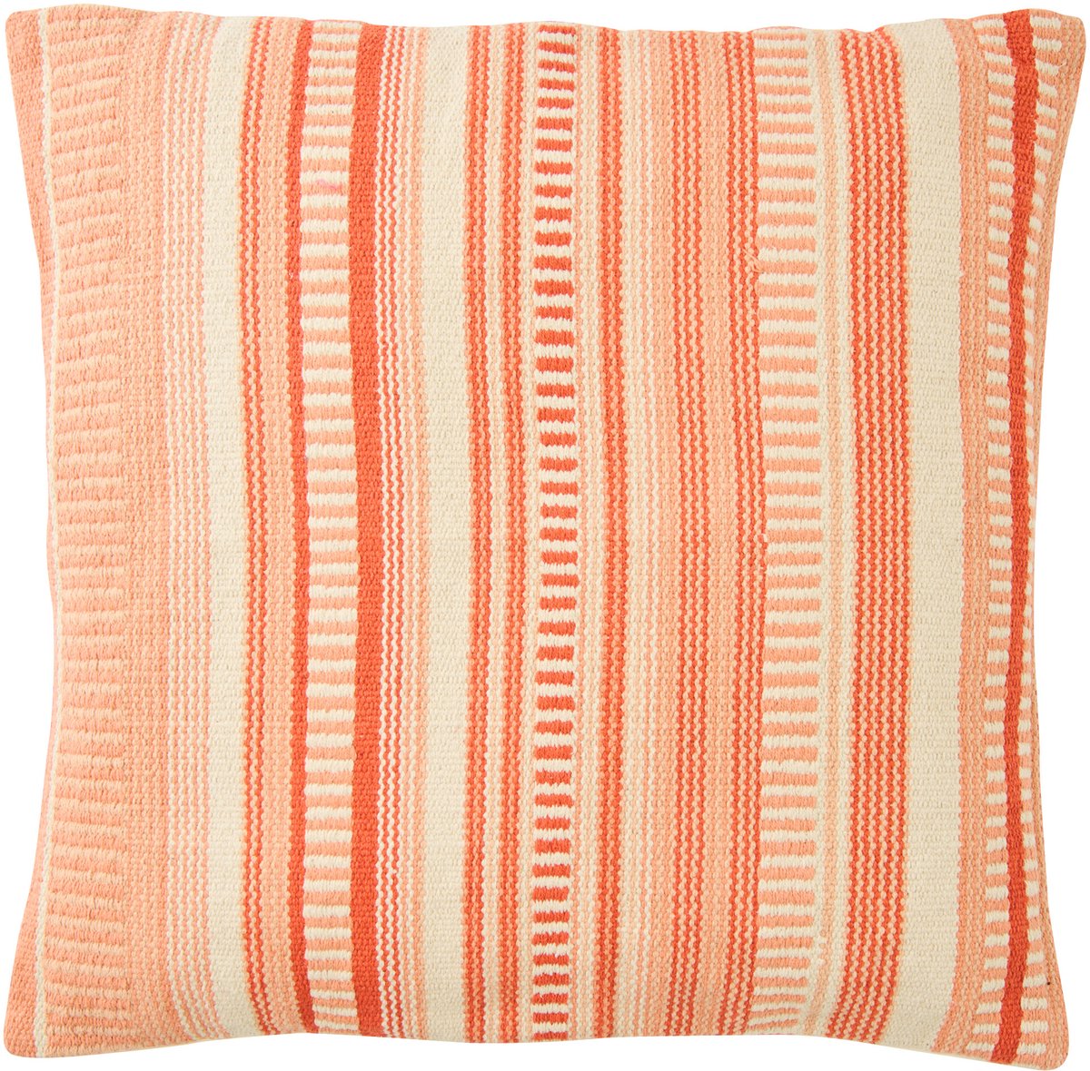 J-Line kussen Gestreept - katoen - ecru/donkeroranje Beige